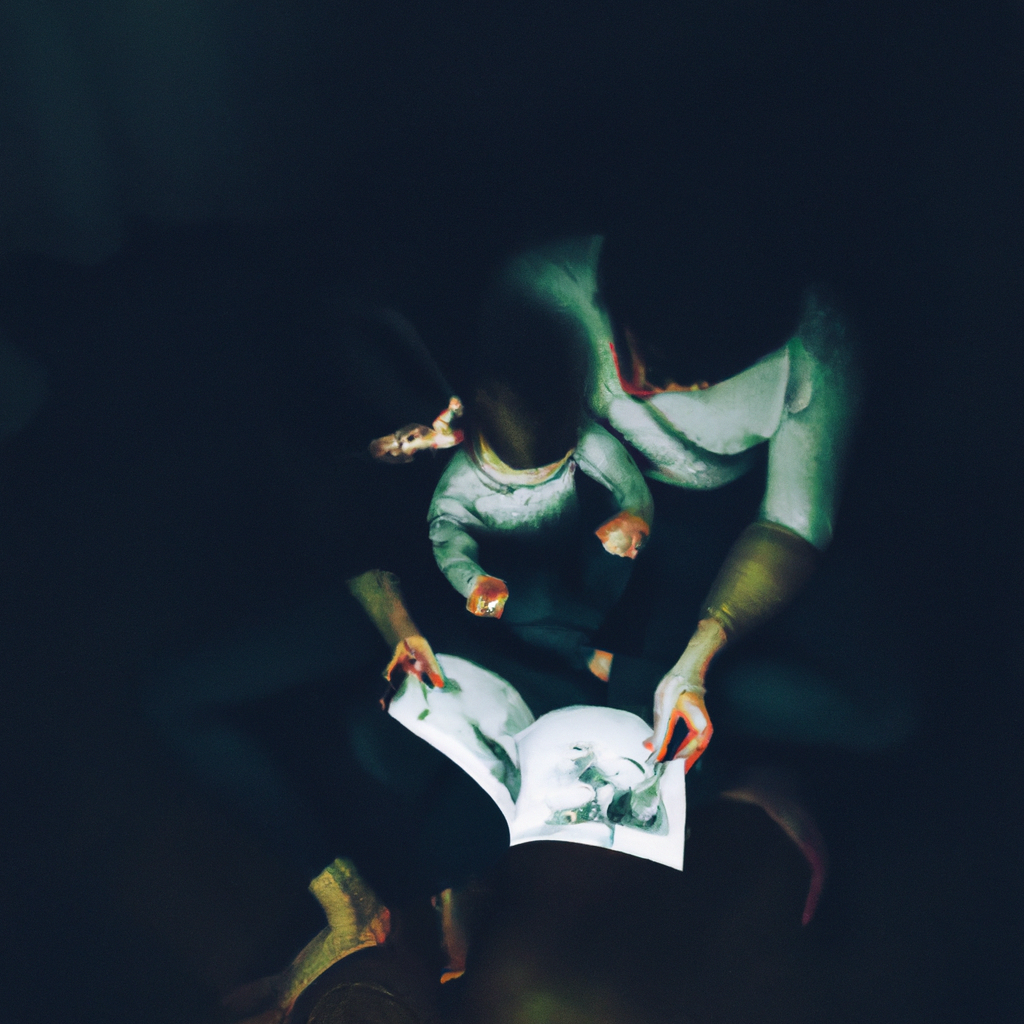 Parent and child reading together in a cozy, minimal home environment.
